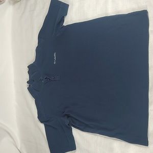 Columbia Navy Blue Shirt Polo with Collar Omni Wick 1/4 button up Size Large